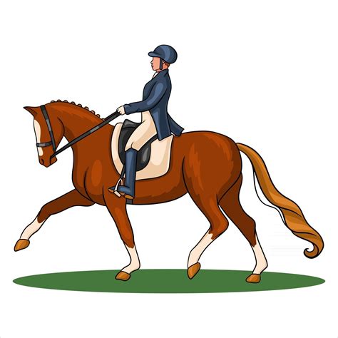 Horse Riding Woman Riding Dressage Horse In Cartoon Style 2532067