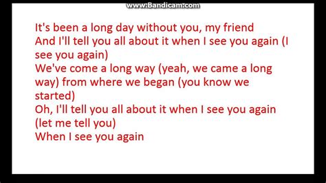 See You Again Lyrics Youtube
