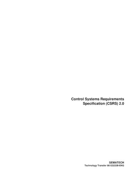 Pdf Control Systems Requirements Specification Csrs 2 · · 2000 02