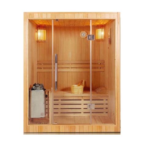 Heat is then transferred from the heating elements to stones that are stacked on top of them. 3-Person Canadian Hemlock Wood Electric Heater Sauna ...