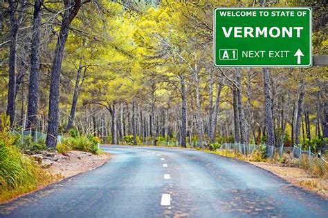 Vermont Road Sign Against Clear Blue Sky Stock Photo Image Of