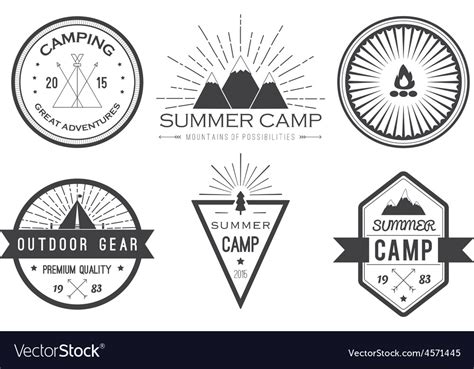 set of vintage summer camp badges and other vector image