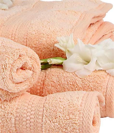 Bombay Dyeing Set Of 4 Cotton Towels Peach Buy Bombay Dyeing Set Of