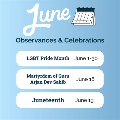 June And July Observances And Celebrations Department Of Health Sciences