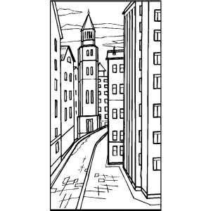 Touched up with prismacolor & polychromos pencils. City Street Coloring Page