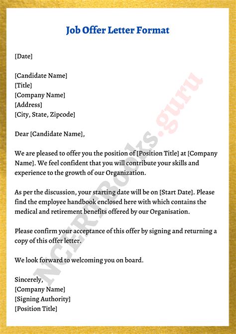 Fake Job Offer Letter Template