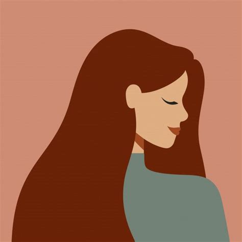 Portrait Of An Caucasian Woman In Profile With Long Hair Avatar Of