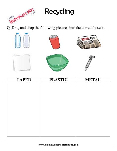 Free Reduce Reuse Recycle Worksheets For Grade 1