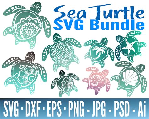Big Sea Turtle Svg Bundle Turtle Svg Files For Cricut Sea Etsy