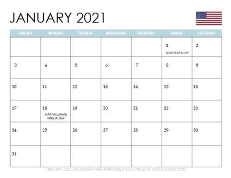 January 2021 Calendar In Pdf And Microsoft Word