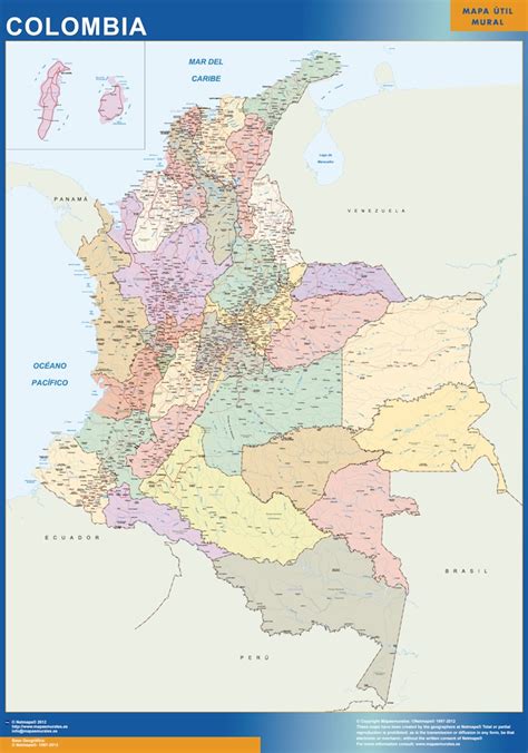 Mapa De Colombia Político Para El Colegio Mapas Murales De Pared