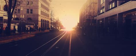 Street Cityscape Road Sunrise Sun Rays Wallpapers Hd Desktop And