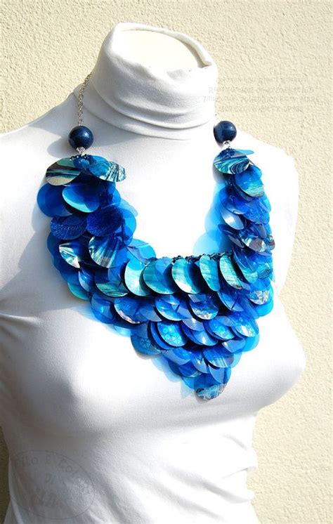 Recycle Plastic Bottle Necklace Statement Blue By Filoecoloridiila €70