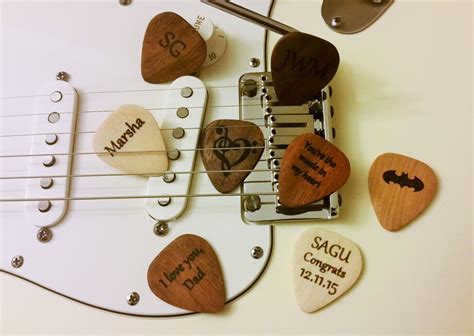 Personalized Engraved Wooden Guitar Pickscustom Guitar Etsy Wooden