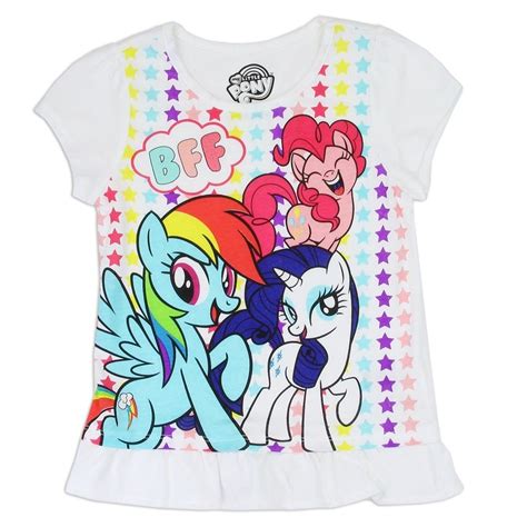 Hasbro My Little Pony White Girls Shirt With Rarity Rainbow Dash