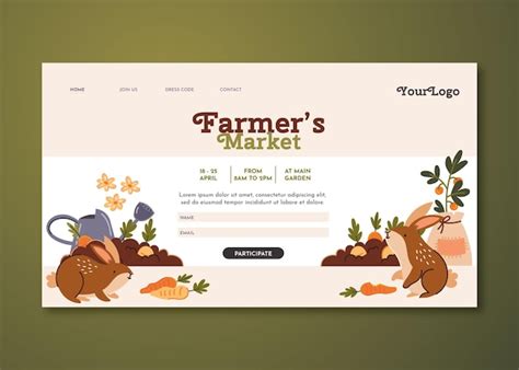 Página De Destino Do Mercado De Fazendeiros Desenhada à Mão Vetor Grátis