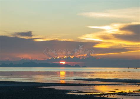 Beautiful Beach Sky Soft Pastel Colors Sunset Dawn Bakground Stock