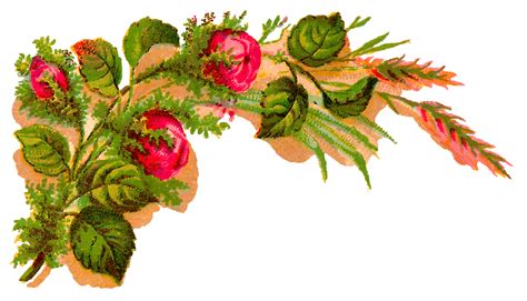 Antique Images Digital Decorative Flower Corner Download Rose Crafting