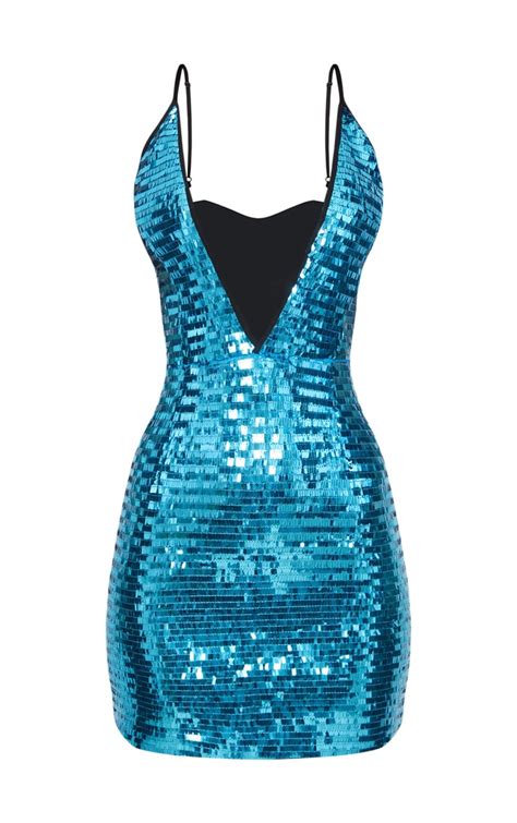 turquoise strappy sequin dress dresses prettylittlething aus