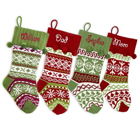 Personalized Christmas Stocking Custom Knit Argyle