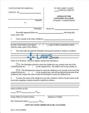 Legal guardian has not excluded any other legal guardian of the person or property of the minor/s. Form SCCA470 Affidavit of Contempt of Court | Legal Forms