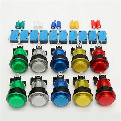 10 Pcs Switches Led Light Illuminated Full Colors Push Button With
