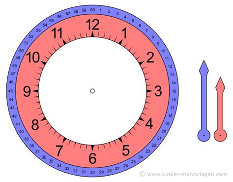 Uhr vorlage mit ziffernblatt zum kostenlosen herunterladen und drucken. Uhren und Uhrzeit - Arbeitsblätter Lernuhr basteln