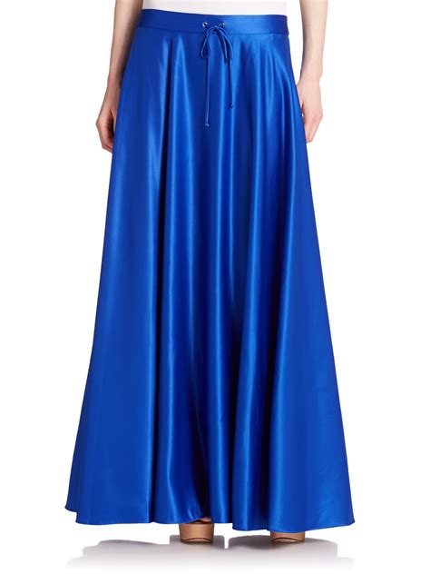 Lyst Polo Ralph Lauren Satin Drawcord Maxi Skirt In Blue