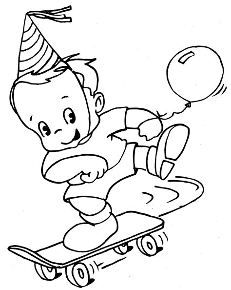 為孩子們的著色頁: boy with skateboard - free coloring pages