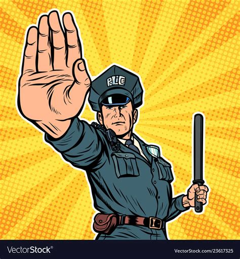 Police Officer Stop Gesture Royalty Free Vector Image