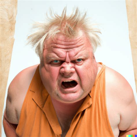 Fat Old White Man With Orange Tanned Skin And Blond Hair Throwing A
