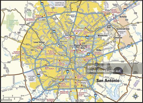 Road Map Of Greater San Antonio Texas And Environs High Res Vector