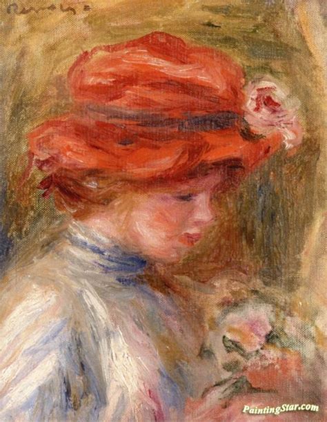 Young Woman In A Red Hat Artwork By Pierre Auguste Renoir Oil Painting