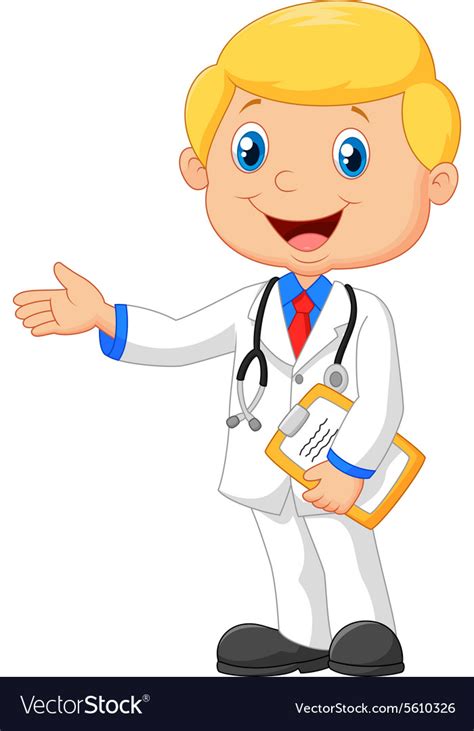 Cartoon Doctor Smiling And Waving Royalty Free Vector Image