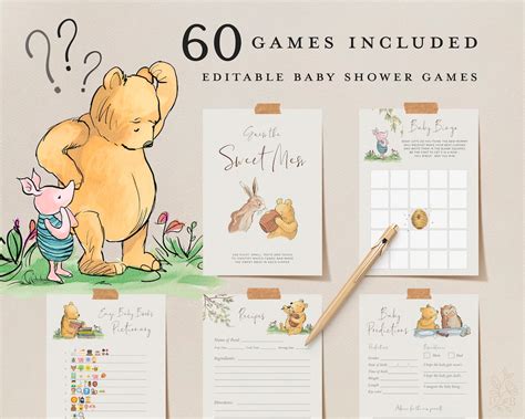 60 Pooh Baby Shower Games Editable Winnie The Pooh Classic Party Games