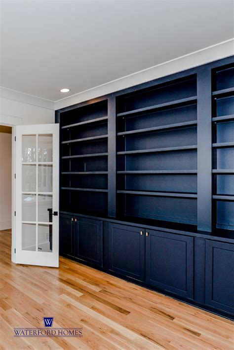 Bold Navy Blue Bookcase In Home Office Home Library Design Home
