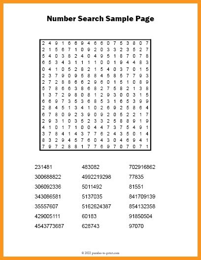 Number Search Puzzles To Print