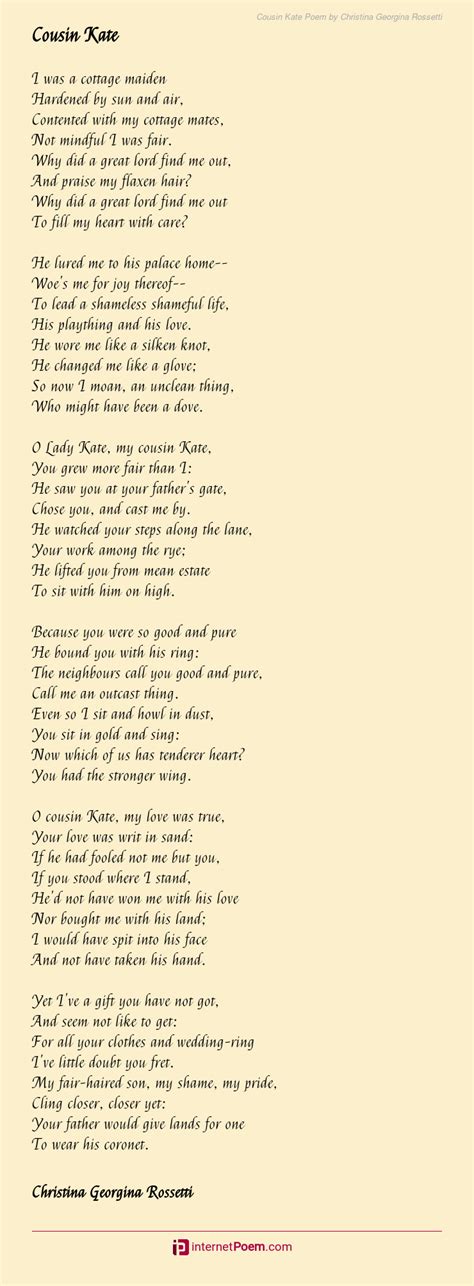 cousin kate poem by christina georgina rossetti