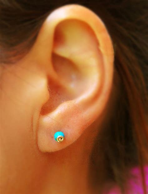 Tiny Turquoise Studs Tiny Turquoise Earrings Gold By Maylovely