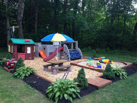 Other things to consider, and diy. Backyard Play Area | Play area backyard, Backyard play, Kid friendly backyard