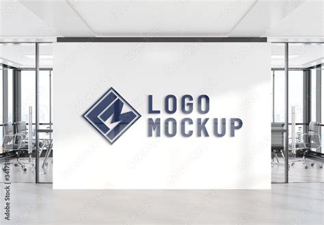 Logo On Office Wall Mockup Template Stock Adobe Stock