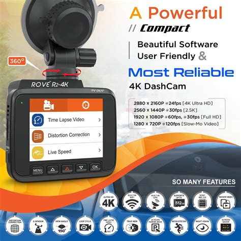 Rove R2 4k Dash Cam For Cars Ultra Hd 2160p Dash Camera Built In Wifi