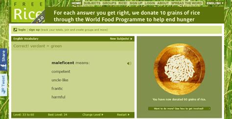 10 Grains Of Rice Donated For Every Correct Answer Play Learn And