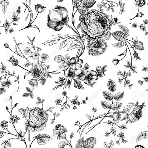Seamless Vector Vintage Pattern With Victorian Bouquet Of Black
