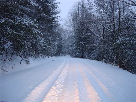 Snow Covered Road Off Mountain In Brevard North Carolina 1102011