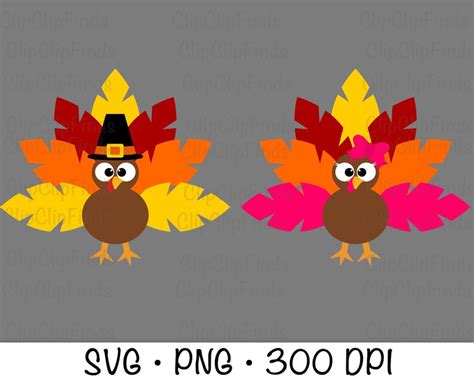 Girl And Boy Thanksgiving Turkey SVG Vector File And PNG Etsy
