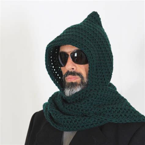 Mens Long Scarf With Hood Hooded Scarf Open Ends Hood Scarf Etsy