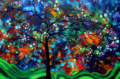 Abstract Art Original Landscape Painting Bold Colorful