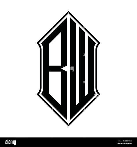 Bw Logo Monogram With Shieldshape And Black Outline Design Template