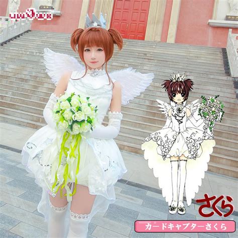 Cardcaptor Sakura Kinomoto Sakura Cosplay White Organza Wedding Dress